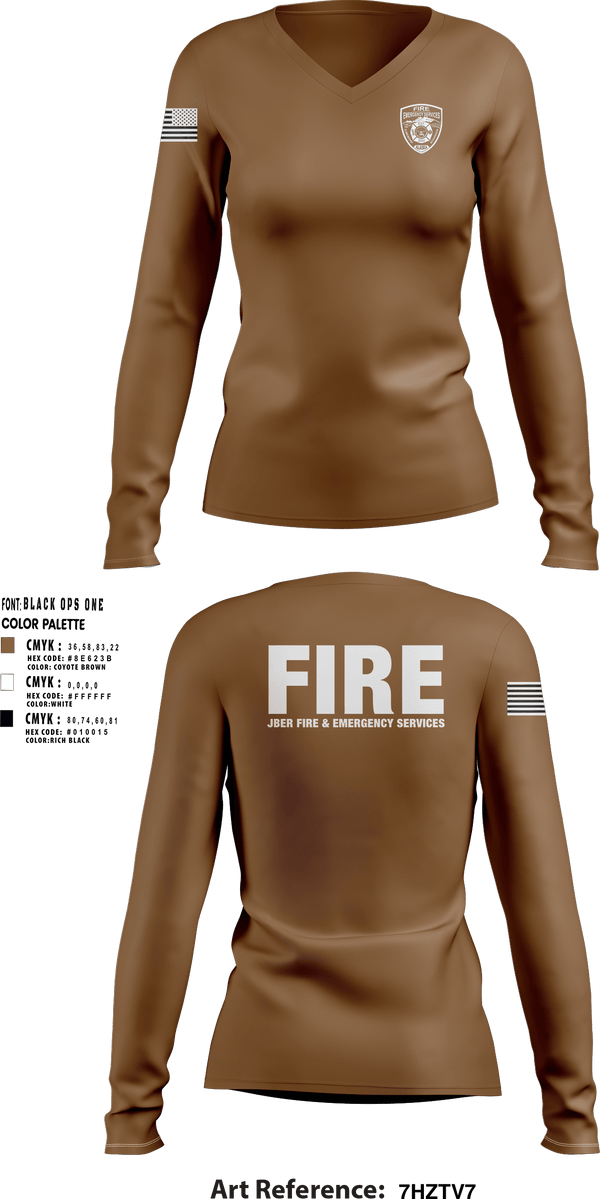 Womens Long Sleeve Vneck Shirt, 673 CEF, Fire Department, Teamtime, Team time, sublimation, custom sports apparel, team uniforms, spirit wear, spiritwear, sports uniforms, custom shirts, team store, custom team store, fundraiser sports, apparel fundraiser