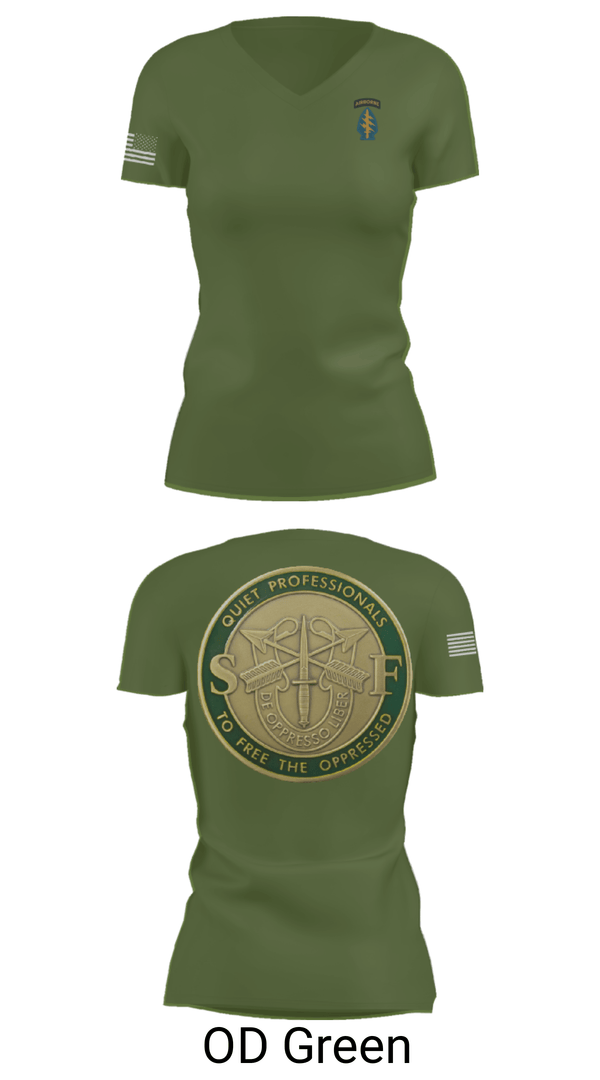 Women's Short Sleeve Vneck Shirt, Echo 20th SFG, National Guard, Teamtime, Team time, sublimation, custom sports apparel, team uniforms, spirit wear, spiritwear, sports uniforms, custom shirts, team store, custom team store, fundraiser sports, apparel fundraiser