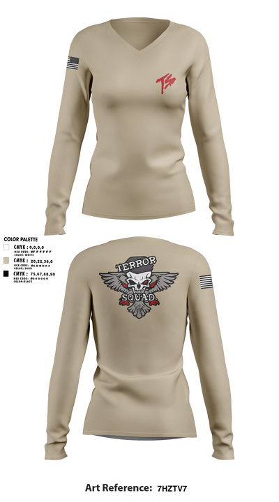 Terro Squad 89875983 Women's Long Sleeve V-neck Shirt -1 4