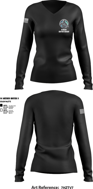 Womens Long Sleeve Vneck Shirt, KINGHT ENFORCEMENT, , Teamtime, Team time, sublimation, custom sports apparel, team uniforms, spirit wear, spiritwear, sports uniforms, custom shirts, team store, custom team store, fundraiser sports, apparel fundraiser