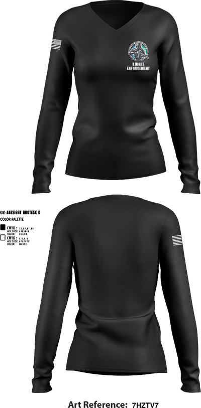 KINGHT ENFORCEMENT 49960504 Women's Long Sleeve V-neck Shirt - 2