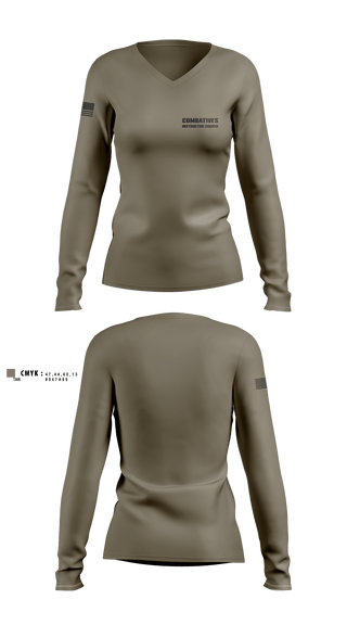 Womens Long Sleeve Vneck Shirt 1, Combatives instructor course, Army, Teamtime, Team time, sublimation, custom sports apparel, team uniforms, spirit wear, spiritwear, sports uniforms, custom shirts, team store, custom team store, fundraiser sports, apparel fundraiser