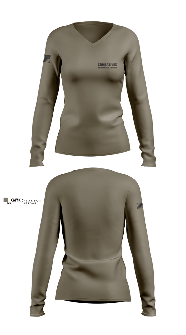Womens Long Sleeve Vneck Shirt 1, Combatives instructor course, Army, Teamtime, Team time, sublimation, custom sports apparel, team uniforms, spirit wear, spiritwear, sports uniforms, custom shirts, team store, custom team store, fundraiser sports, apparel fundraiser