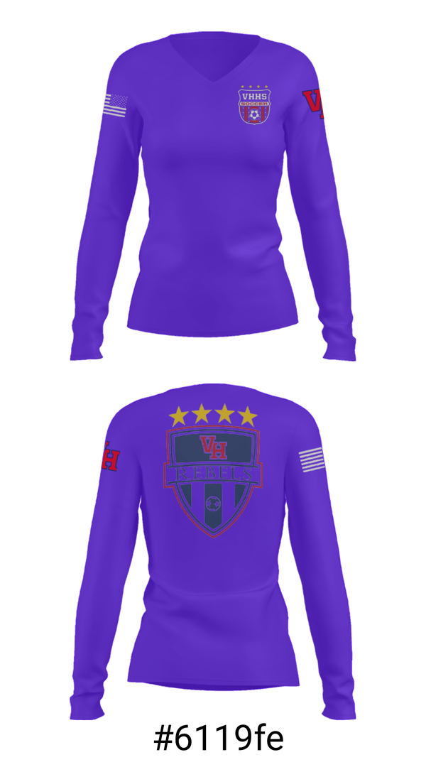 Women's Long Sleeve Vneck Shirt, Vestavia Rebels, Men's Soccer, Teamtime, Team time, sublimation, custom sports apparel, team uniforms, spirit wear, spiritwear, sports uniforms, custom shirts, team store, custom team store, fundraiser sports, apparel fundraiser