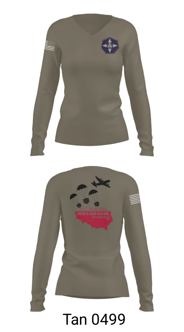 Women's Long Sleeve Vneck Shirt, 909th HR Company, Army, Teamtime, Team time, sublimation, custom sports apparel, team uniforms, spirit wear, spiritwear, sports uniforms, custom shirts, team store, custom team store, fundraiser sports, apparel fundraiser