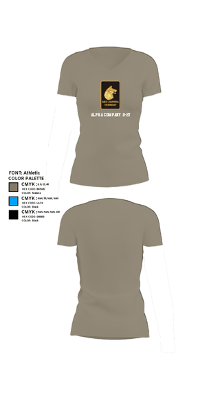 Women's Short Sleeve Vneck Shirt, Alpha Company  2-27, Army, Teamtime, Team time, sublimation, custom sports apparel, team uniforms, spirit wear, spiritwear, sports uniforms, custom shirts, team store, custom team store, fundraiser sports, apparel fundraiser