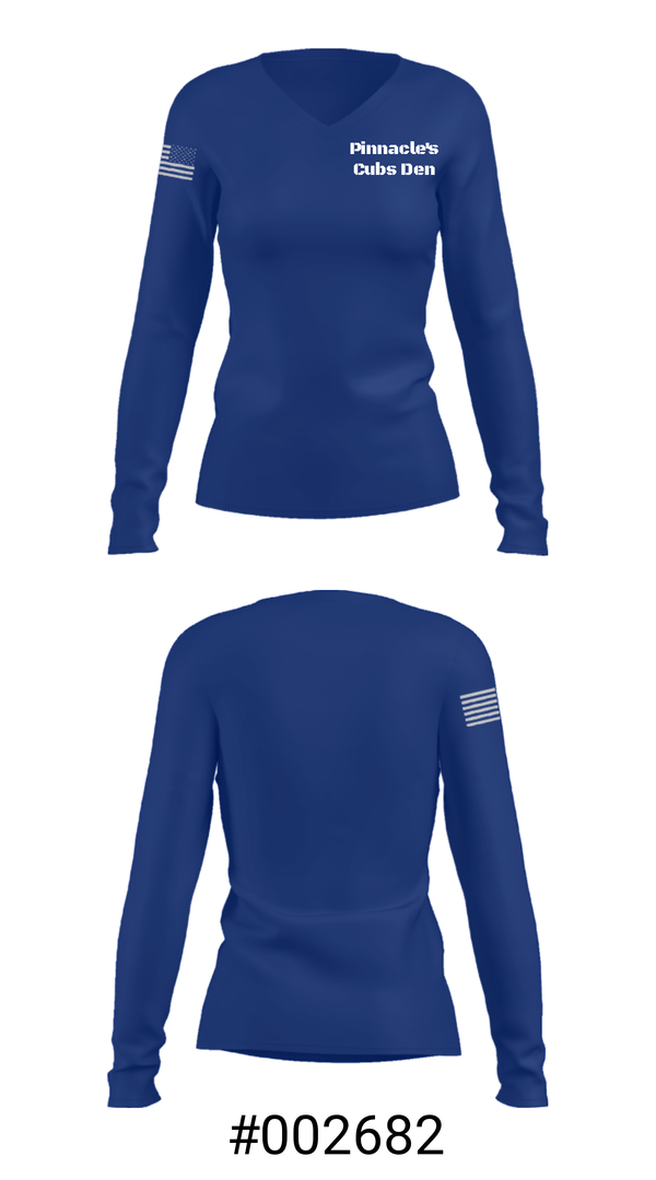 Women's Long Sleeve Vneck Shirt, Pinnacle's Cubs Den, , Teamtime, Team time, sublimation, custom sports apparel, team uniforms, spirit wear, spiritwear, sports uniforms, custom shirts, team store, custom team store, fundraiser sports, apparel fundraiser
