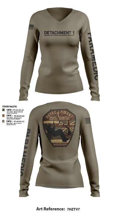 Detachment 1 27221981 Women's Long Sleeve V-neck Shirt - 6