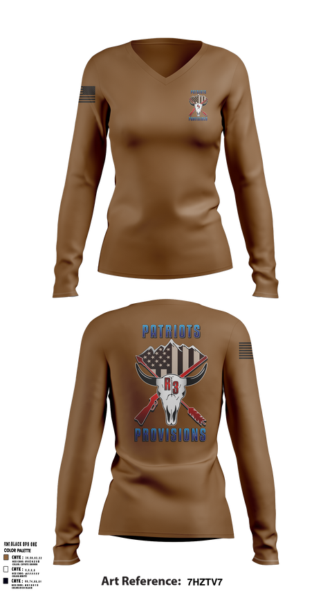 Womens Long Sleeve Vneck Shirt, Patriots Provisions LLC, , Teamtime, Team time, sublimation, custom sports apparel, team uniforms, spirit wear, spiritwear, sports uniforms, custom shirts, team store, custom team store, fundraiser sports, apparel fundraiser