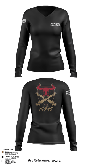 Women's Long Sleeve Vneck Shirt, BRAVO BULLS, Army, Teamtime, Team time, sublimation, custom sports apparel, team uniforms, spirit wear, spiritwear, sports uniforms, custom shirts, team store, custom team store, fundraiser sports, apparel fundraiser