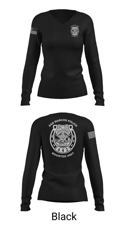 San Marcos Police Mounted Unit 48191371 Women's Long Sleeve V-neck Shirt - 35