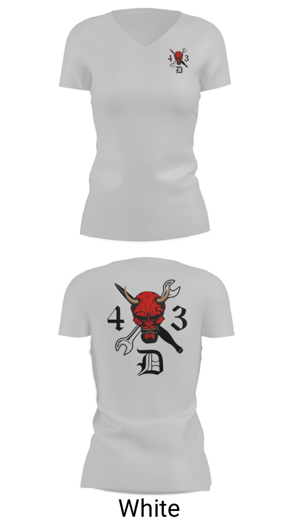 Women's Short Sleeve Vneck Shirt, 4-3 DEMONS, Army, Teamtime, Team time, sublimation, custom sports apparel, team uniforms, spirit wear, spiritwear, sports uniforms, custom shirts, team store, custom team store, fundraiser sports, apparel fundraiser