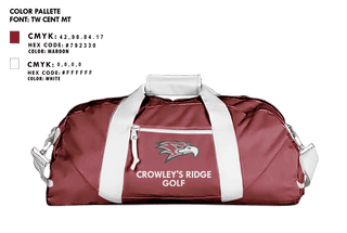 Duffle Bag, Crowley'S Ridge Academy Golf, Golf, Teamtime, Team time, sublimation, custom sports apparel, team uniforms, spirit wear, spiritwear, sports uniforms, custom shirts, team store, custom team store, fundraiser sports, apparel fundraiser