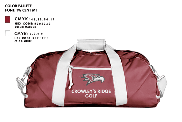 Duffle Bag, Crowley'S Ridge Academy Golf, Golf, Teamtime, Team time, sublimation, custom sports apparel, team uniforms, spirit wear, spiritwear, sports uniforms, custom shirts, team store, custom team store, fundraiser sports, apparel fundraiser