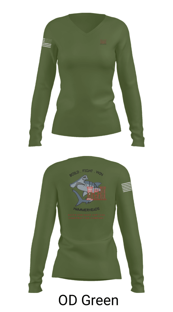 Women's Long Sleeve Vneck Shirt, 465 EVCC, Army, Teamtime, Team time, sublimation, custom sports apparel, team uniforms, spirit wear, spiritwear, sports uniforms, custom shirts, team store, custom team store, fundraiser sports, apparel fundraiser