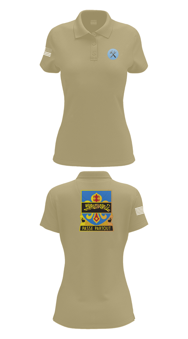 Womens Short Sleeve Performance Polo, HHD, 415th Military Intelligence Battalion, National Guard, Teamtime, Team time, sublimation, custom sports apparel, team uniforms, spirit wear, spiritwear, sports uniforms, custom shirts, team store, custom team store, fundraiser sports, apparel fundraiser
