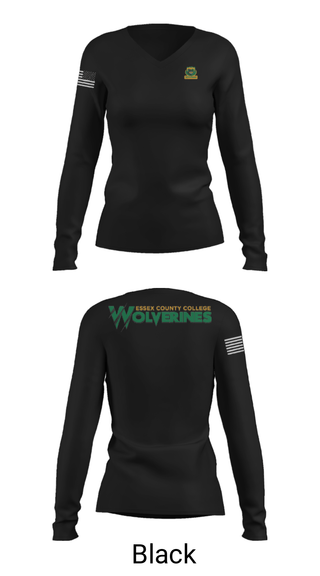Women's Long Sleeve Vneck Shirt, Essex County College Track and Field, Track & Field, Teamtime, Team time, sublimation, custom sports apparel, team uniforms, spirit wear, spiritwear, sports uniforms, custom shirts, team store, custom team store, fundraiser sports, apparel fundraiser