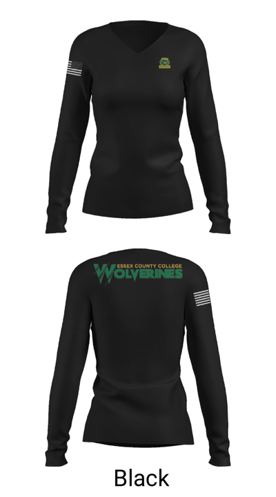 Essex County College Track and Field 69472319 Women's Long Sleeve V-neck Shirt - 13
