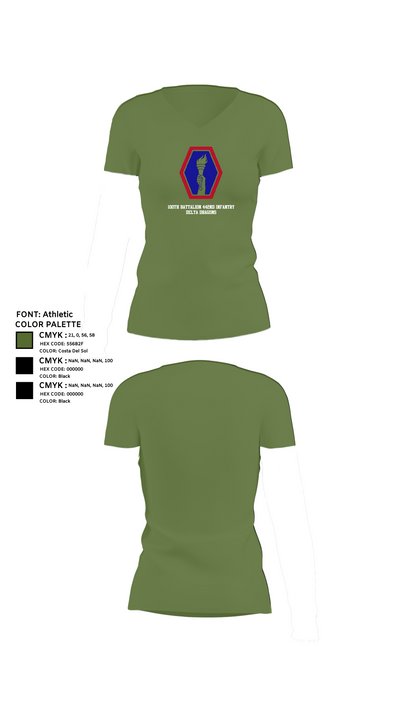 100th Battalion 442nd Infantry Delta dragons 60081058 Women's Short Sleeve V-neck Shirt - 44