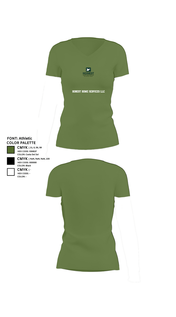 Womens Short Sleeve Vneck Shirt, Honest Home Services LLC, , Teamtime, Team time, sublimation, custom sports apparel, team uniforms, spirit wear, spiritwear, sports uniforms, custom shirts, team store, custom team store, fundraiser sports, apparel fundraiser