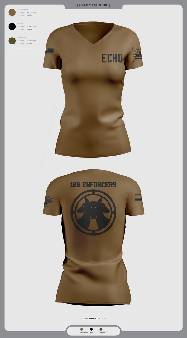 Womens Short Sleeve Vneck Shirt, Echo, Army, Teamtime, Team time, sublimation, custom sports apparel, team uniforms, spirit wear, spiritwear, sports uniforms, custom shirts, team store, custom team store, fundraiser sports, apparel fundraiser