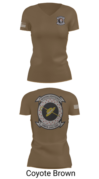 Womens Short Sleeve Vneck Shirt, VMFA-332 The Moonlighters, Marines, Teamtime, Team time, sublimation, custom sports apparel, team uniforms, spirit wear, spiritwear, sports uniforms, custom shirts, team store, custom team store, fundraiser sports, apparel fundraiser