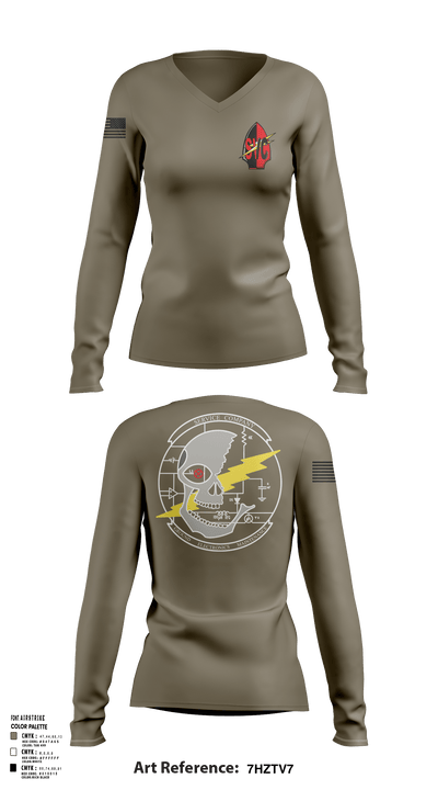 7th Communication Bn 61854612 Women's Long Sleeve V-neck Shirt - 125