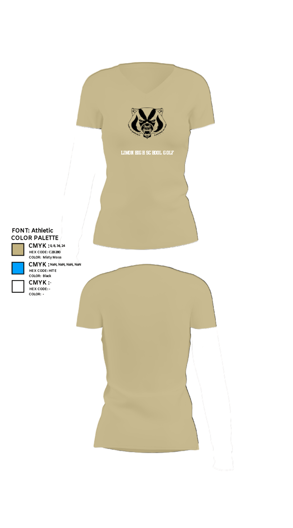 Womens Short Sleeve Vneck Shirt, Limon High School Golf, Golf, Teamtime, Team time, sublimation, custom sports apparel, team uniforms, spirit wear, spiritwear, sports uniforms, custom shirts, team store, custom team store, fundraiser sports, apparel fundraiser