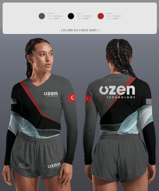 Womens Long Sleeve Vneck Shirt, Ozen Air Technology, , Teamtime, Team time, sublimation, custom sports apparel, team uniforms, spirit wear, spiritwear, sports uniforms, custom shirts, team store, custom team store, fundraiser sports, apparel fundraiser