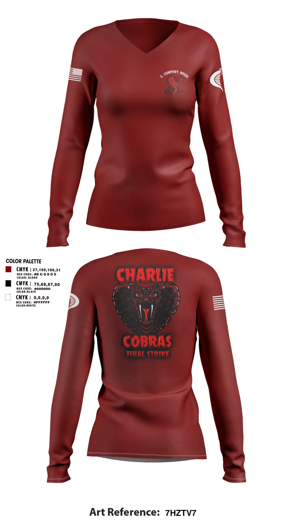 Womens Long Sleeve Vneck Shirt 1, C. Company, MRBn, Army, Teamtime, Team time, sublimation, custom sports apparel, team uniforms, spirit wear, spiritwear, sports uniforms, custom shirts, team store, custom team store, fundraiser sports, apparel fundraiser