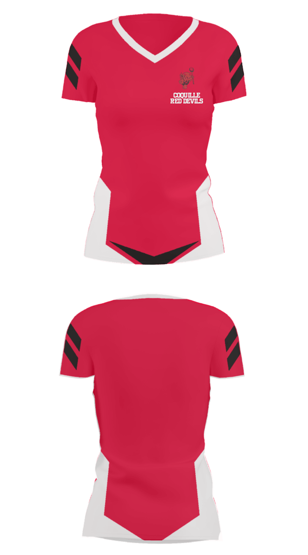 Women's Short Sleeve Vneck Shirt, Coquille Red Devils, Softball, Teamtime, Team time, sublimation, custom sports apparel, team uniforms, spirit wear, spiritwear, sports uniforms, custom shirts, team store, custom team store, fundraiser sports, apparel fundraiser