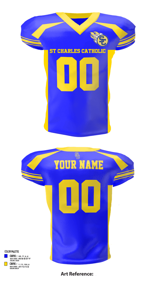 Football Jersey, St Charles Catholic High School Football, Football, Teamtime, Team time, sublimation, custom sports apparel, team uniforms, spirit wear, spiritwear, sports uniforms, custom shirts, team store, custom team store, fundraiser sports, apparel fundraiser