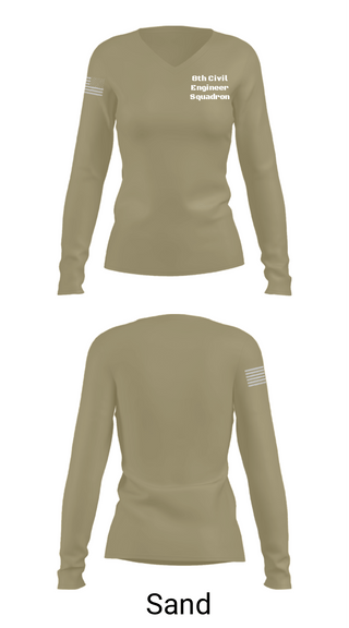 Women's Long Sleeve Vneck Shirt, 8th Civil Engineer Squadron, Air Force, Teamtime, Team time, sublimation, custom sports apparel, team uniforms, spirit wear, spiritwear, sports uniforms, custom shirts, team store, custom team store, fundraiser sports, apparel fundraiser