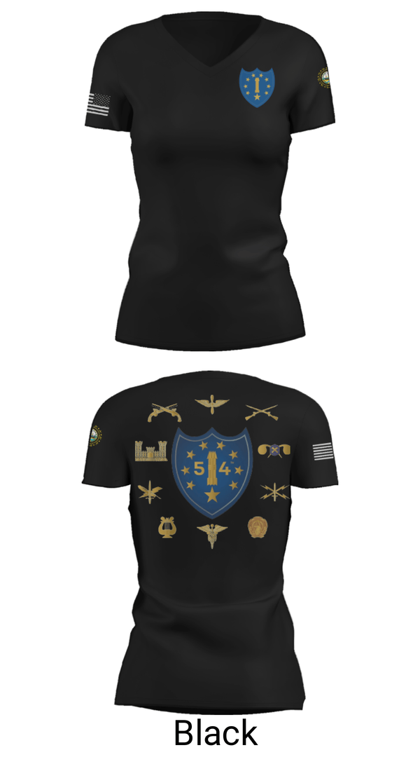 Women's Short Sleeve Vneck Shirt, 54th Troop Command, National Guard, Teamtime, Team time, sublimation, custom sports apparel, team uniforms, spirit wear, spiritwear, sports uniforms, custom shirts, team store, custom team store, fundraiser sports, apparel fundraiser