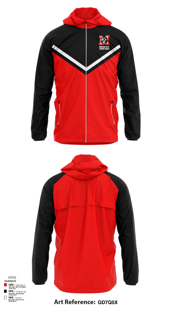Windbreaker, Moscow High School Cheer, Cheer, Teamtime, Team time, sublimation, custom sports apparel, team uniforms, spirit wear, spiritwear, sports uniforms, custom shirts, team store, custom team store, fundraiser sports, apparel fundraiser