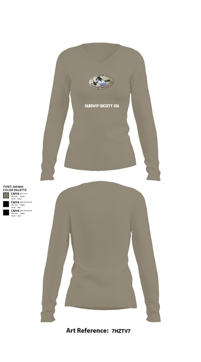 Sandwip society USA 25979511 Women's Long Sleeve V-neck Shirt - 28