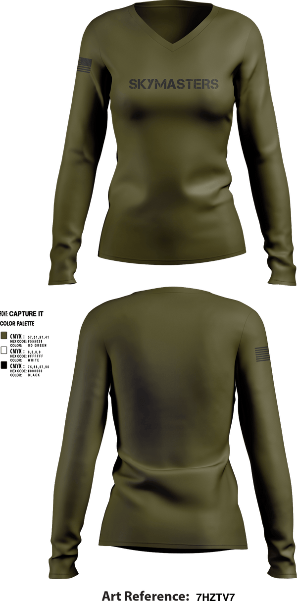 Womens Long Sleeve Vneck Shirt, Skymasters, Army, Teamtime, Team time, sublimation, custom sports apparel, team uniforms, spirit wear, spiritwear, sports uniforms, custom shirts, team store, custom team store, fundraiser sports, apparel fundraiser