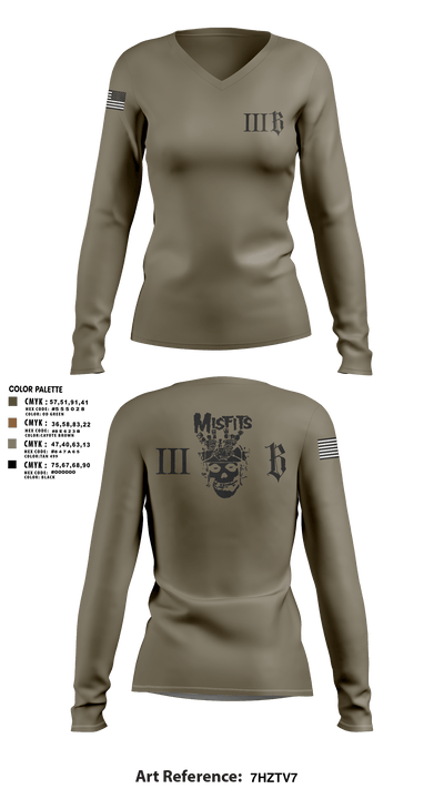 3B 1-325 AIR, 2BCT, 82ND ABN DIV 78191368 Women's Long Sleeve V-neck Shirt - 107