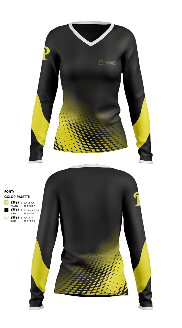 Womens Long Sleeve Vneck Shirt, Los Angeles Pirates, Softball, Teamtime, Team time, sublimation, custom sports apparel, team uniforms, spirit wear, spiritwear, sports uniforms, custom shirts, team store, custom team store, fundraiser sports, apparel fundraiser