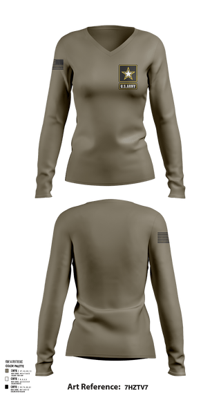 Womens Long Sleeve Vneck Shirt, C 232, Army, Teamtime, Team time, sublimation, custom sports apparel, team uniforms, spirit wear, spiritwear, sports uniforms, custom shirts, team store, custom team store, fundraiser sports, apparel fundraiser