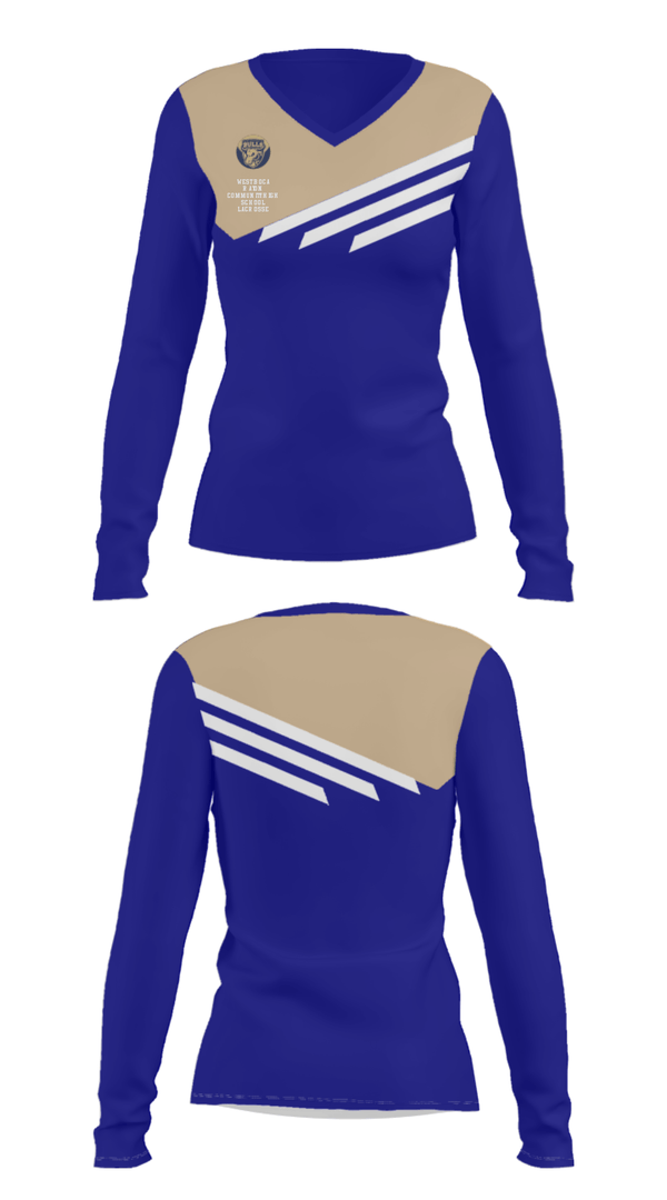 Women's Long Sleeve Vneck Shirt, West Boca Raton Community High School Lacrosse, Women's Lacrosse, Teamtime, Team time, sublimation, custom sports apparel, team uniforms, spirit wear, spiritwear, sports uniforms, custom shirts, team store, custom team store, fundraiser sports, apparel fundraiser
