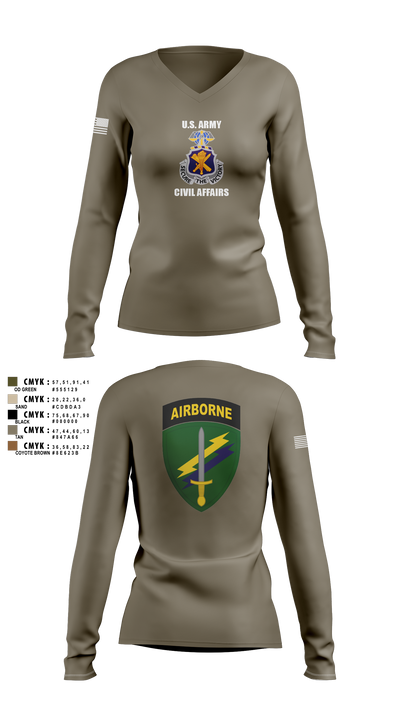 Civil Affairs Schoolhouse 5293701 Women's Long Sleeve V-neck Shirt - 3