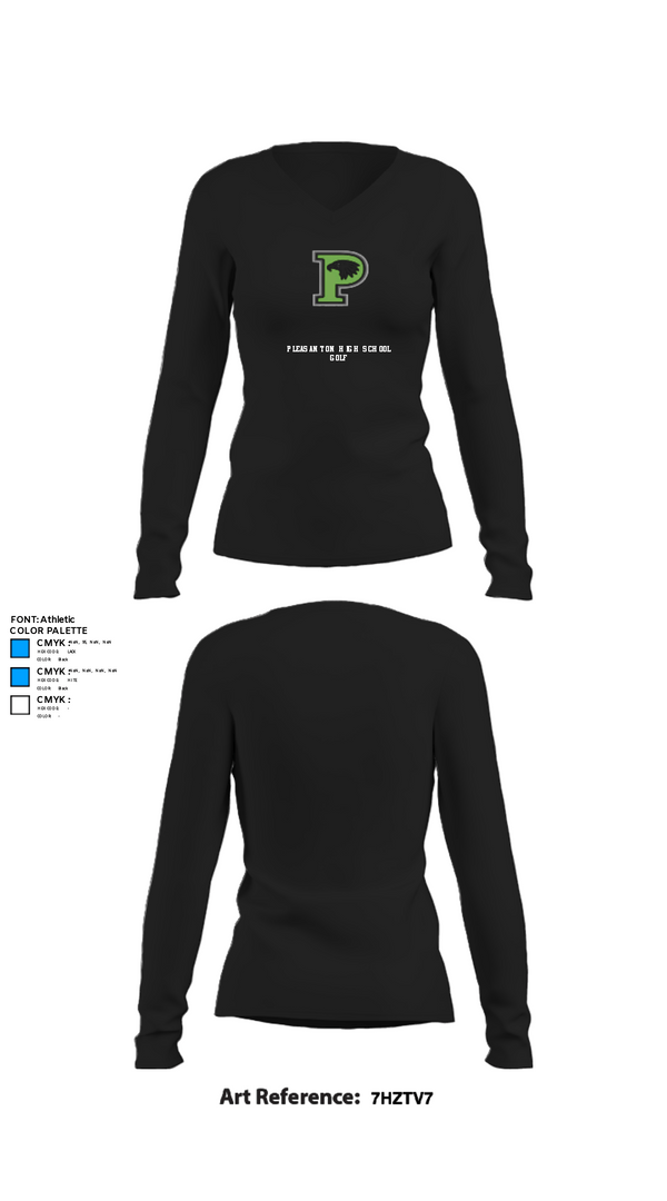 Womens Long Sleeve Vneck Shirt, Pleasanton High School Golf, Golf, Teamtime, Team time, sublimation, custom sports apparel, team uniforms, spirit wear, spiritwear, sports uniforms, custom shirts, team store, custom team store, fundraiser sports, apparel fundraiser