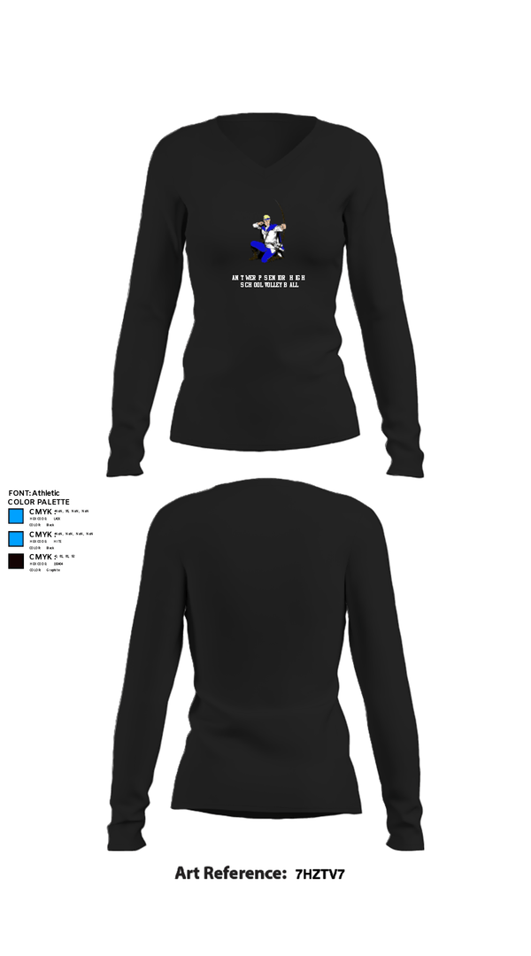 Women's Long Sleeve Vneck Shirt, Antwerp Senior High School Volleyball, Women's Volleyball, Teamtime, Team time, sublimation, custom sports apparel, team uniforms, spirit wear, spiritwear, sports uniforms, custom shirts, team store, custom team store, fundraiser sports, apparel fundraiser