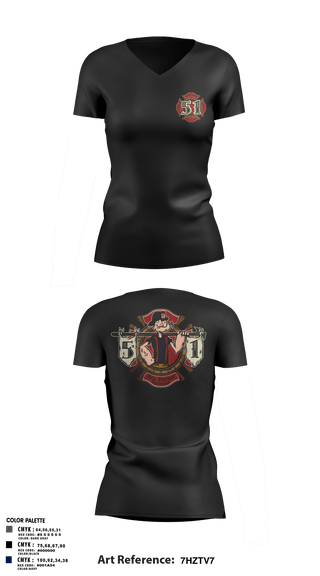 Womens Short Sleeve Vneck Shirt, Station 51, Fire Department, Teamtime, Team time, sublimation, custom sports apparel, team uniforms, spirit wear, spiritwear, sports uniforms, custom shirts, team store, custom team store, fundraiser sports, apparel fundraiser