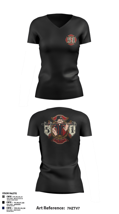 Station 51 74948008 Women's Short Sleeve V-neck Shirt - 9