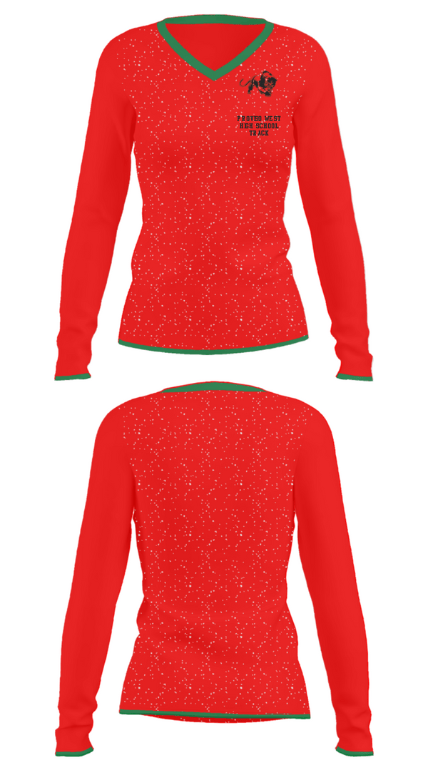 Women's Long Sleeve Vneck Shirt, Proviso West High School Track, Track & Field, Teamtime, Team time, sublimation, custom sports apparel, team uniforms, spirit wear, spiritwear, sports uniforms, custom shirts, team store, custom team store, fundraiser sports, apparel fundraiser