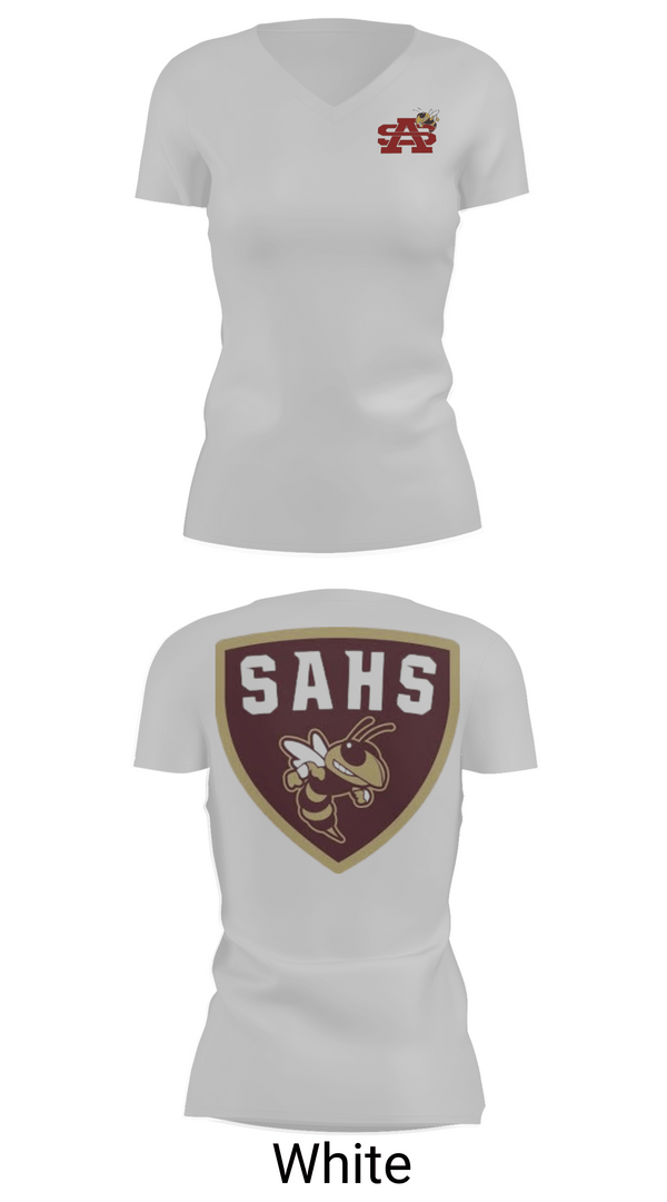 Womens Short Sleeve Vneck Shirt, St Augustine Yellow Jackets, Swimming, Teamtime, Team time, sublimation, custom sports apparel, team uniforms, spirit wear, spiritwear, sports uniforms, custom shirts, team store, custom team store, fundraiser sports, apparel fundraiser