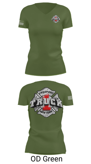 Women's Short Sleeve Vneck Shirt, Truck 1, Fire Department, Teamtime, Team time, sublimation, custom sports apparel, team uniforms, spirit wear, spiritwear, sports uniforms, custom shirts, team store, custom team store, fundraiser sports, apparel fundraiser