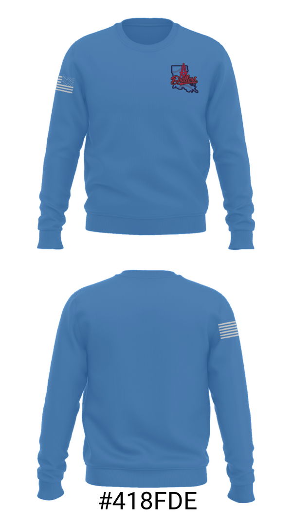 Crew Neck Sweatshirt, La Drillers, Baseball, Teamtime, Team time, sublimation, custom sports apparel, team uniforms, spirit wear, spiritwear, sports uniforms, custom shirts, team store, custom team store, fundraiser sports, apparel fundraiser